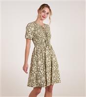 Women's Green Floral Shirred Puff Sleeve Mini Dress Blue Vanilla New Look