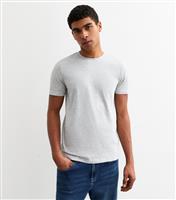 Men's Grey Marl Regular Cotton T-Shirt New Look