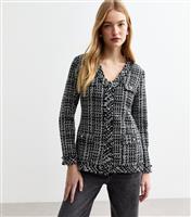 Women's Black Checked Boucl Blazer New Look