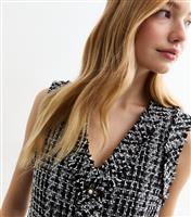 Women's Black Checked Boucl Waistcoat New Look