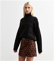 Women's Brown Leopard Print A-Line Mini Skirt New Look