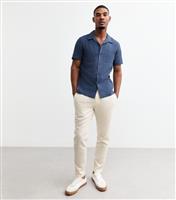 Men's Off White Regular Tapered Leg Linen Blend Trousers New Look