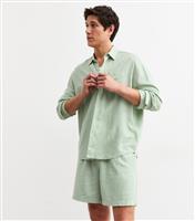Men's Green Regular Linen Blend Drawstring Waist Shorts New Look