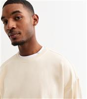Men's Cream Oversized Crew Neck Sweatshirt New Look