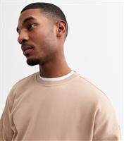 Men's Tan Oversized Crew Neck Sweatshirt New Look