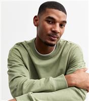 Men's Green Oversized Crew Neck Sweatshirt New Look