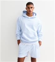 Men's Light Blue Oversized Jersey Hoodie New Look