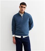 Men's Navy Regular Quarter Zip Sweatshirt New Look