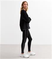 Women's Black Contrast Piping Leggings New Look
