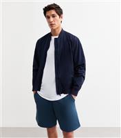 Men's Navy Relaxed Jersey Shorts New Look