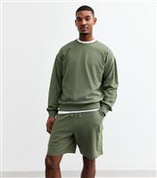 Men's Khaki Regular Cargo Pocket Jersey Shorts New Look