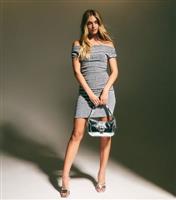 Women's Silver Ruched Metallic Jersey Bardot Mini Dress New Look