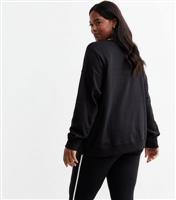 Women's Plus Size Black Brooklyn Print Jersey Sweatshirt Curves New Look
