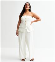 Women's Plus Size White Wide Leg Tailored Trousers Curves New Look
