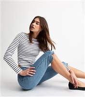 Women's Blue Pull On Denim Capri Trousers New Look