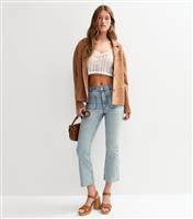 Women's Light Blue Kick Flare Cropped Denim Jeans New Look