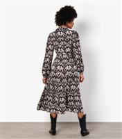 Women's Dark Grey Ikat Print Shirt Dress Apricot New Look
