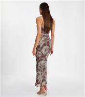 Women's Brown Glitter Mesh Midi Dress Quiz New Look