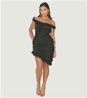 Women's Black Ruffle Trim Asymmetrical Mini Dress WKNDGIRL New Look