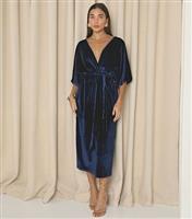 Women's Navy Velvet Midi Dress WKNDGIRL New Look