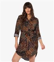 Women's Black Tribal Patchwork Shirt Dress Apricot New Look