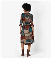 Women's Rust Patchwork Print Shirt Dress Apricot New Look