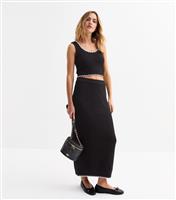 Women's Black Blanket Stitch Midi Skirt New Look