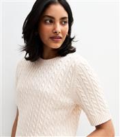 Women's Off White Cable Knit Crew Neck Top New Look
