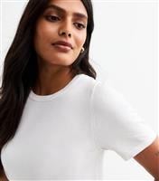 Women's White Compact Knit Short Sleeve Top New Look