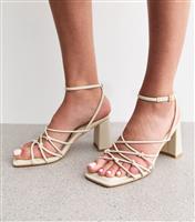 Women's Off White Faux Leather Knotted Strap Block Heel Sandals New Look