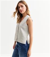 Women's Grey Side Slit Buttoned Waistcoat New Look
