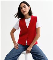 Women's Red Side Slit Buttoned Waistcoat New Look