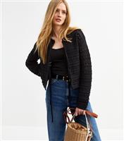 Women's Black Open Knit Double Tie Front Cardigan New Look