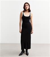 Women's Black Ribbed Knit Maxi Dress New Look