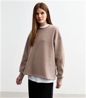 Women's Light Brown Side Slit Oversized Sweatshirt New Look