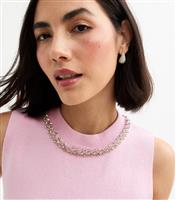 Women's Pink Embellished Collar Knitted Vest New Look