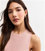 Women's Pink Shimmery Knit Crew Neck Vest New Look