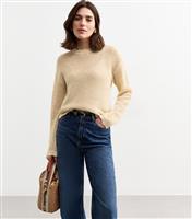 Women's Gold Shimmery Scalloped Edge Jumper New Look