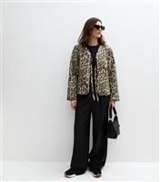 Women's Brown Leopard Print Quilted Jacket New Look