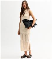 Women's Cream Open Knit Maxi Dress New Look