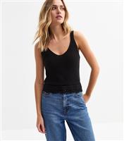 Women's Black V-Neck Knitted Vest New Look