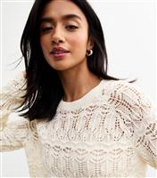Women's Petite Cream Open Knit Jumper New Look