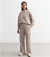 Women's Brown Animal Print Wide Leg Joggers New Look