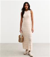 Women's Cream Open Knit Maxi Dress New Look