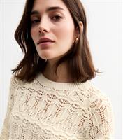 Women's Cream Open Knit Jumper New Look