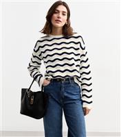 Women's White Striped Open Knit Jumper New Look
