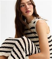Women's Black Striped Open Knit Maxi Dress New Look