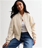 Women's Petite Stone Textured Long Sleeve Bomber Jacket New Look