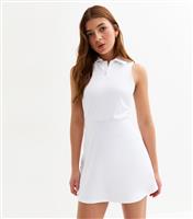 Girls' White Quarter Zip Collared Mini Dress New Look