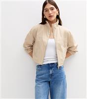 Women's Stone High Neck Cropped Jacket New Look